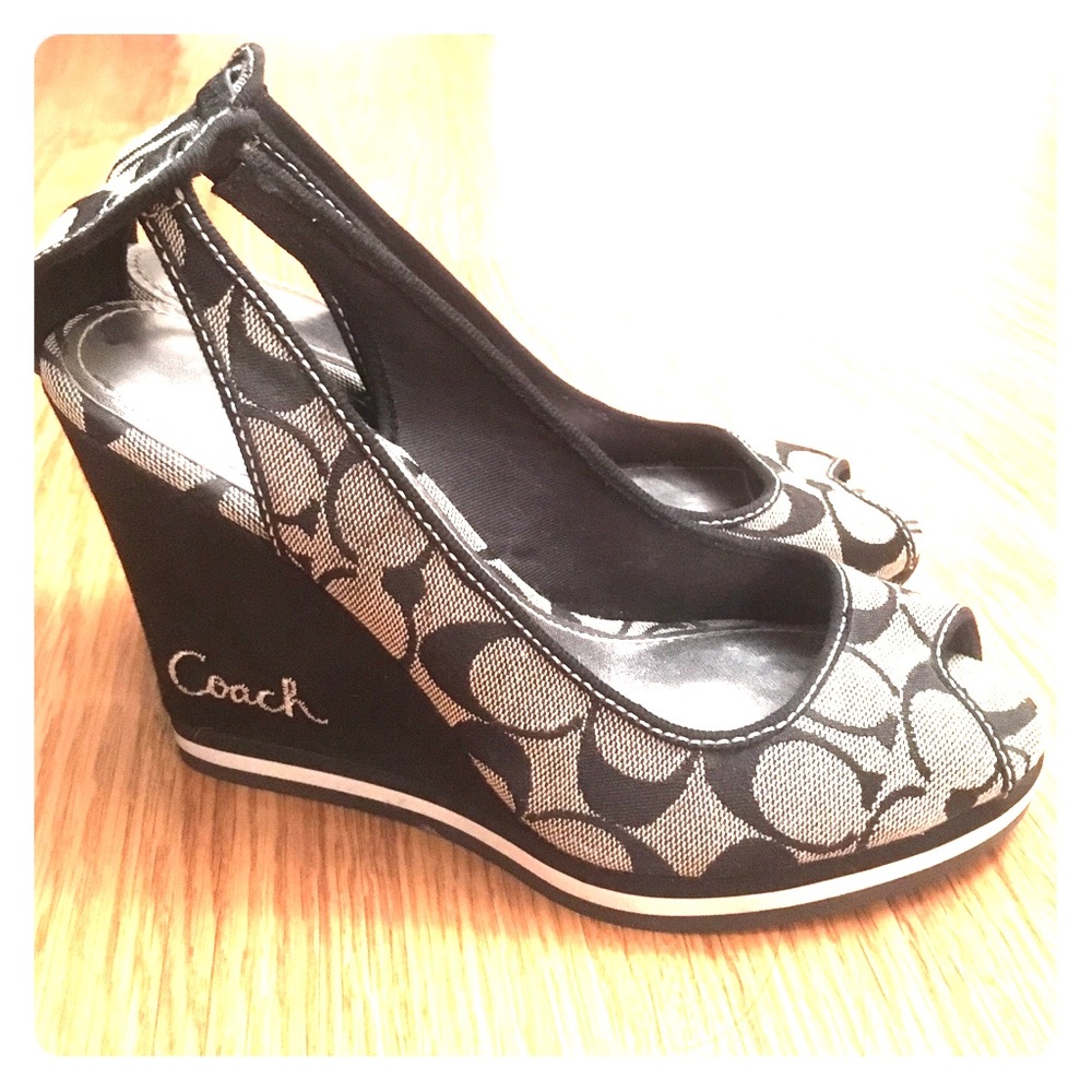 Coach Peep Toe Wedges