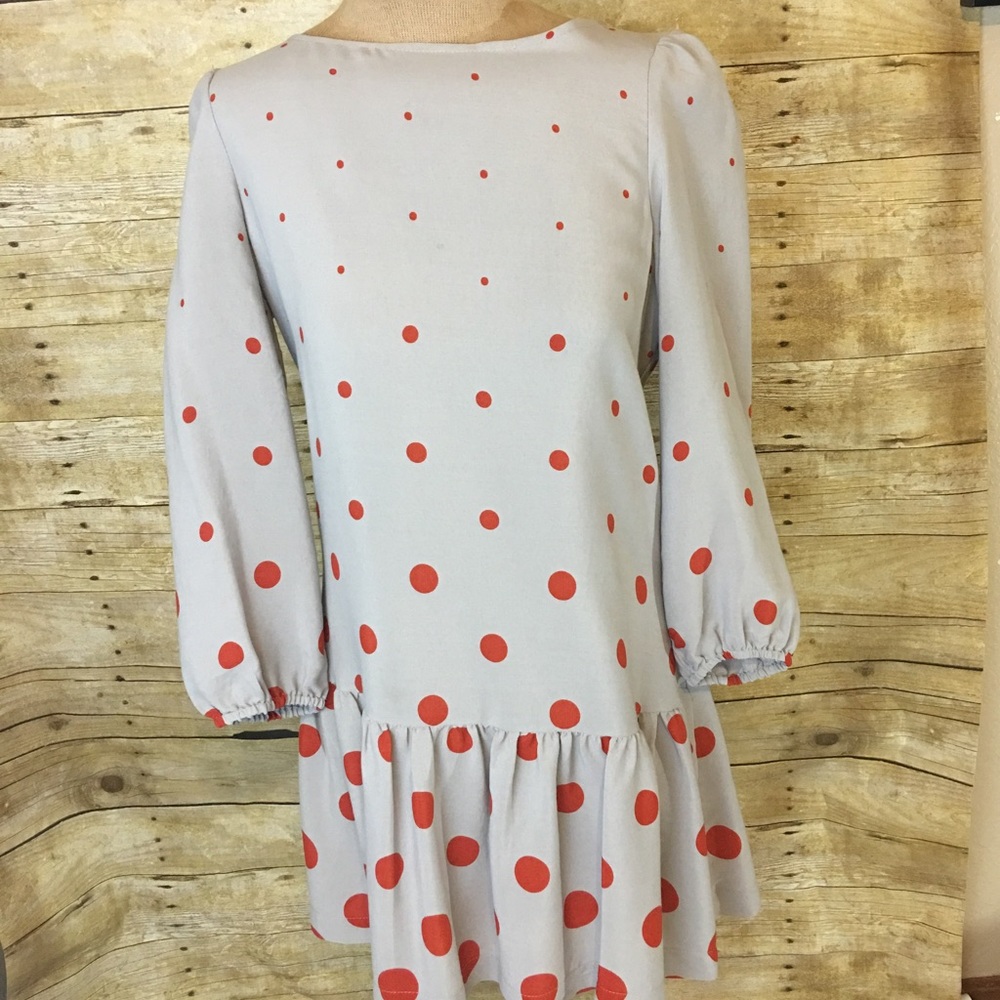 ANTHRO MEADOW RUE Gray w/ Polka Dots Dress Sz. 2