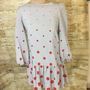 ANTHRO MEADOW RUE Gray w/ Polka Dots Dress Sz. 2