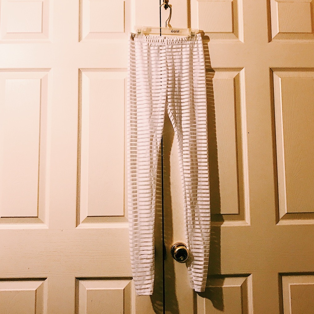 White stripped sheer dance leggings!