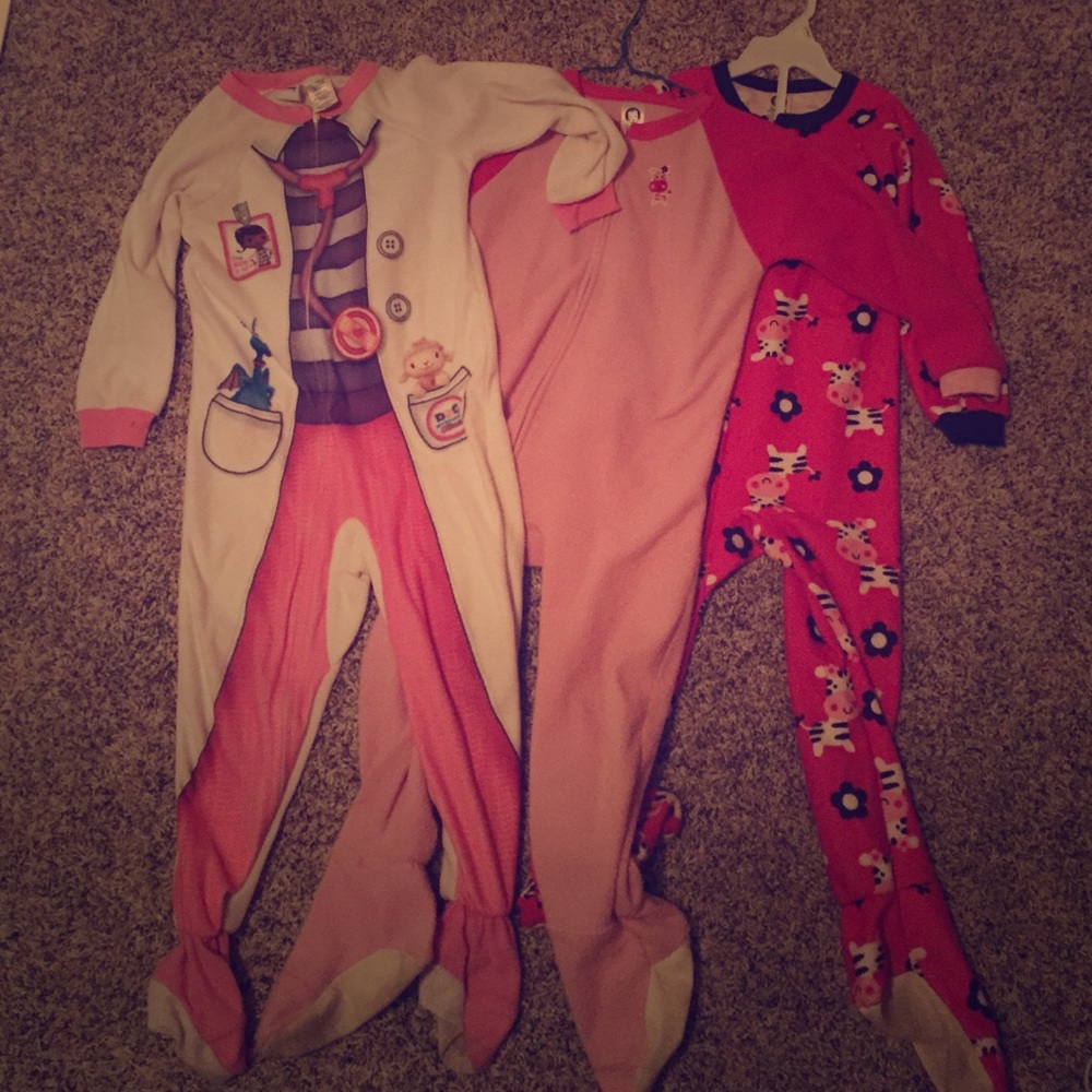 3, 5T zip up footie pajamas