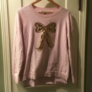 Lauren Conrad pink Sweater with gold sequin bow