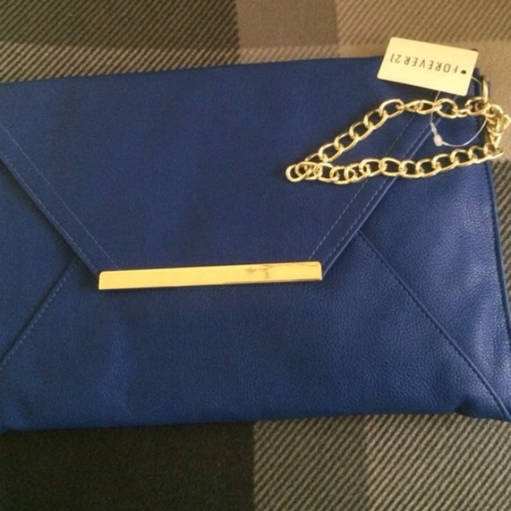 Metallic Blue Clutch Forever 21