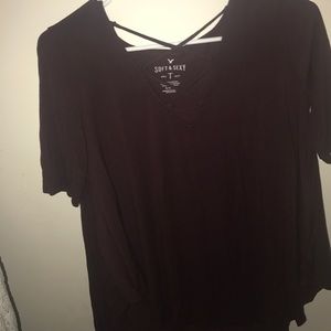 Maroon string up soft shirt