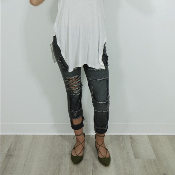 Military Green Lace Up Ballet Flats - Picture 2 of 3