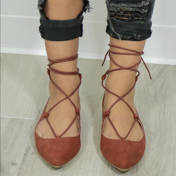 Lace Up Ballet Flats - Picture 3 of 6