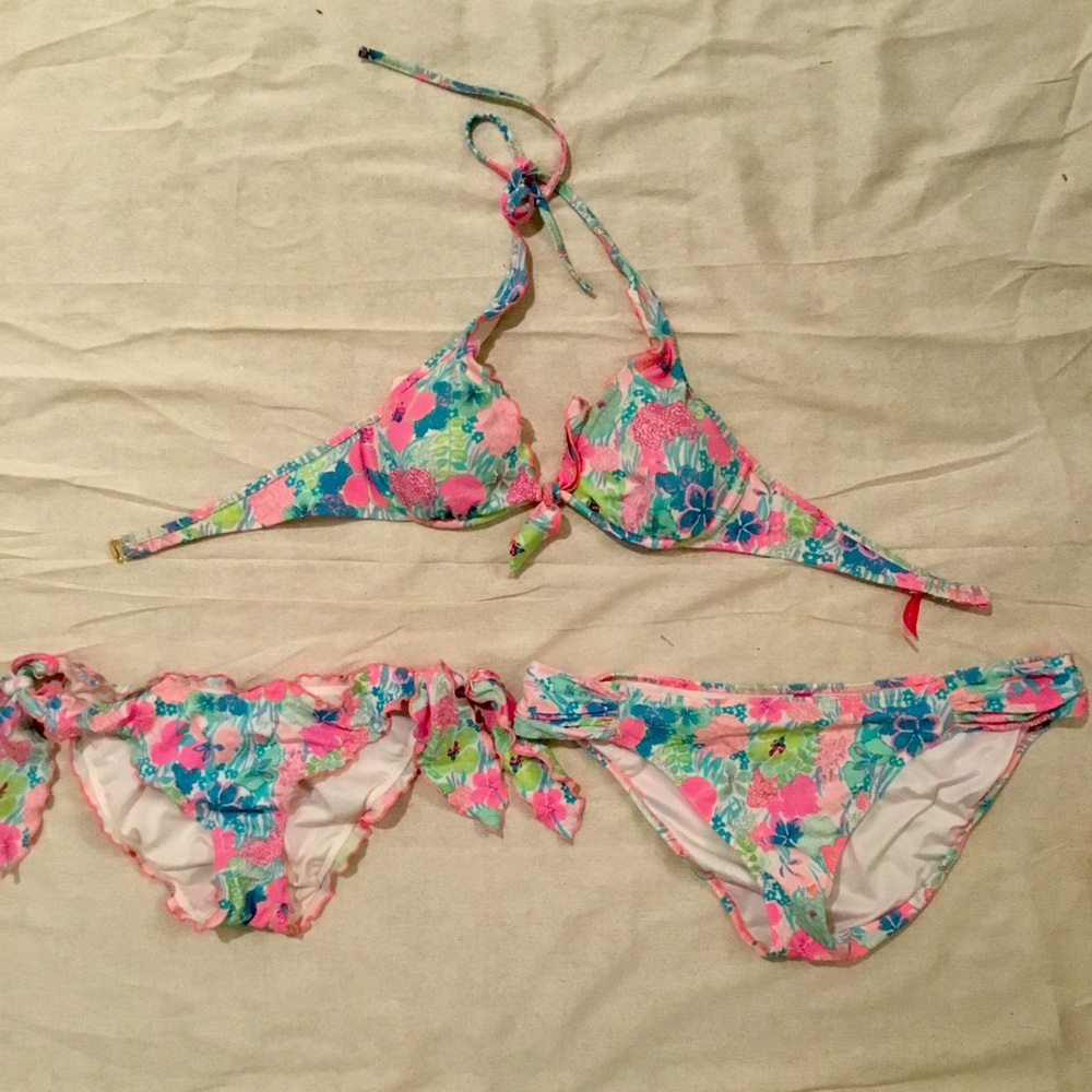 Victoria's Secret Bikini Halter Top and 2 Bottoms