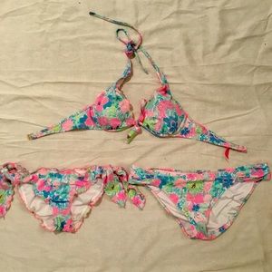 Victoria's Secret Bikini Halter Top and 2 Bottoms