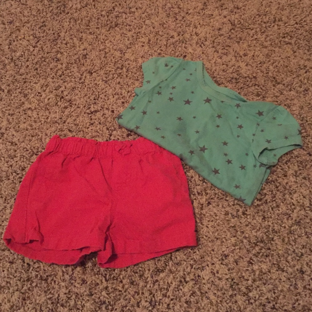 Girl top, shorts jeans, 2 legging 5 items total