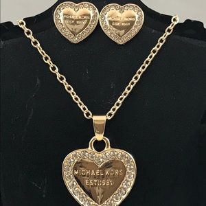 Mk heart necklace and earrings custom set