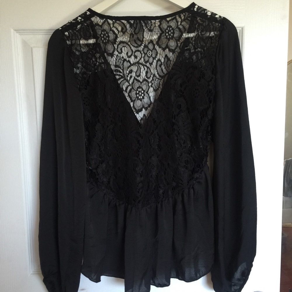 HPBlack Lace Blouse Top New M - Picture 3 of 4
