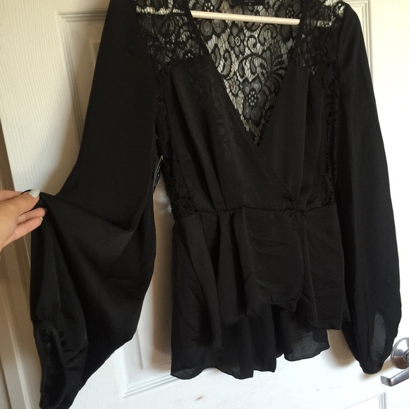 HPBlack Lace Blouse Top New M - Picture 2 of 4