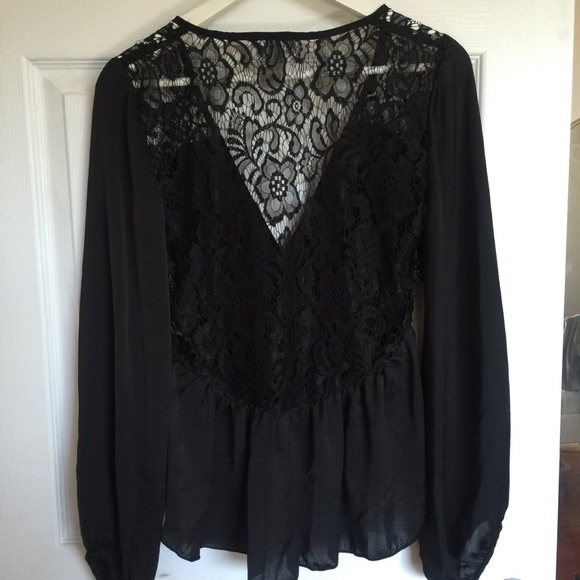 HPBlack Lace Blouse Top New M - Picture 3 of 4