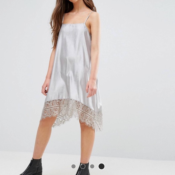 Silver asymmetric dress never worn from ASOS - Picture 1 of 5