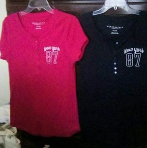 Two XL aeroplostale shirts pink navy blue