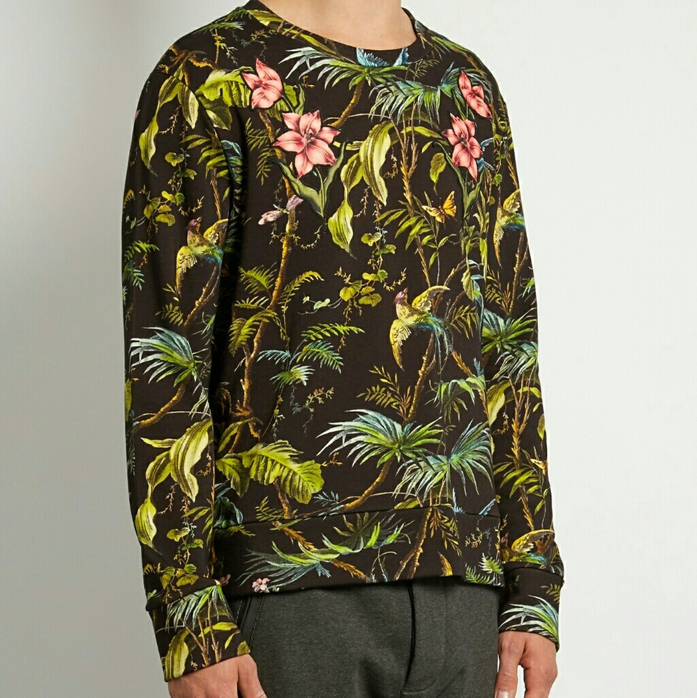 Gucci tropical print floral-appliqu? sweatshirt