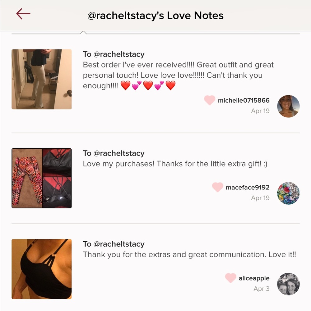 Love notes! What my buyers say! ❤😘❤😘