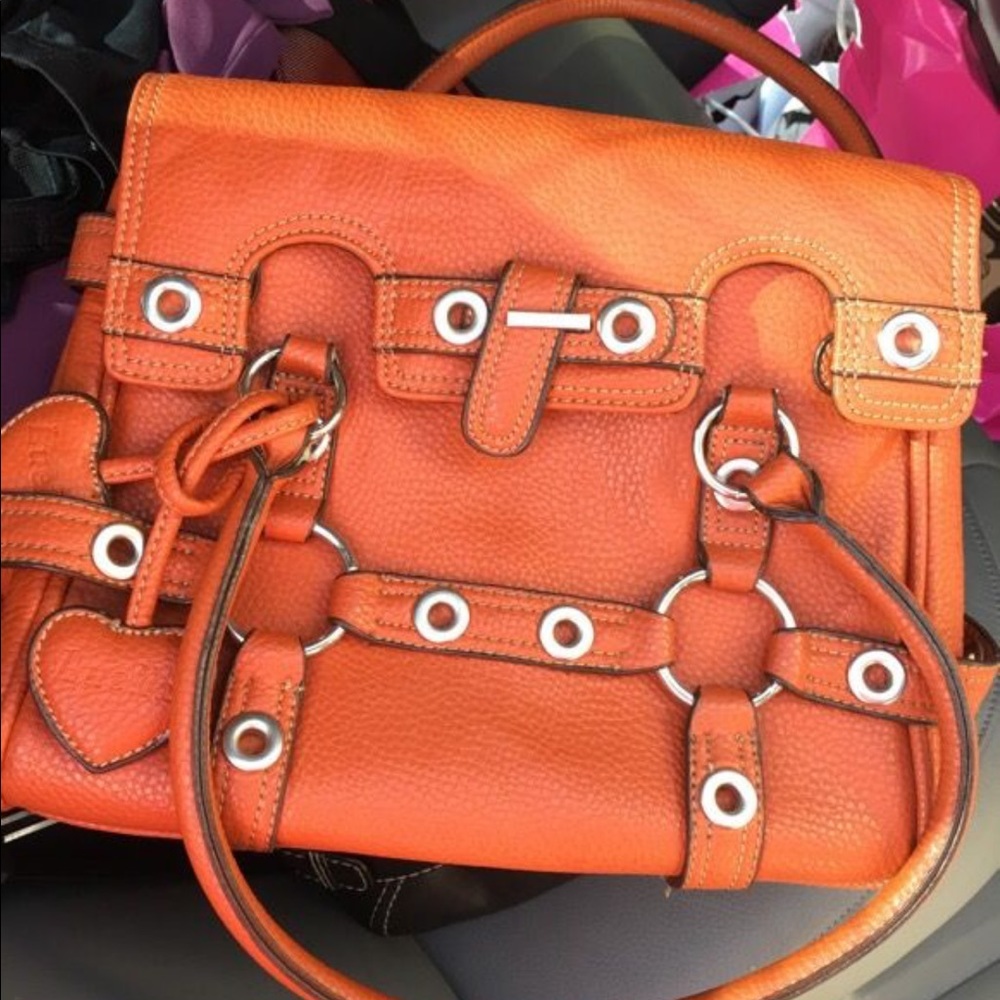 Designer luella leather purse orange