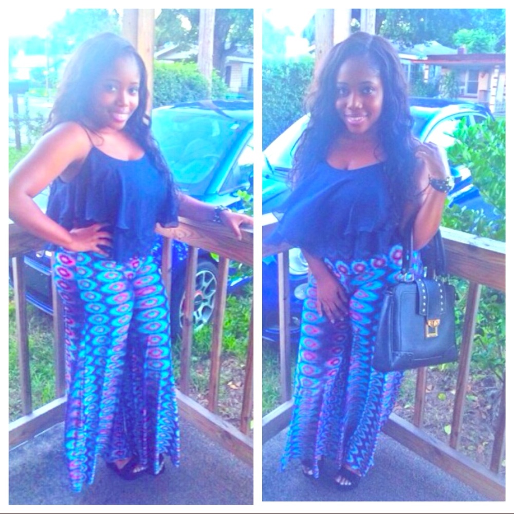 Purple & blue palazzo pants