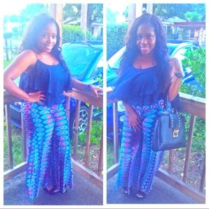 Purple & blue palazzo pants