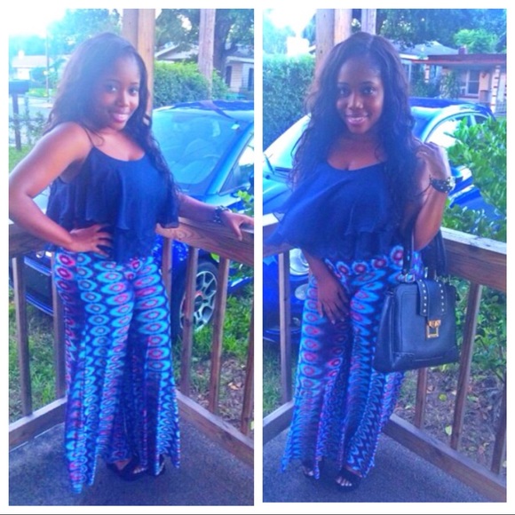 blue Ruffle top - Picture 2 of 2