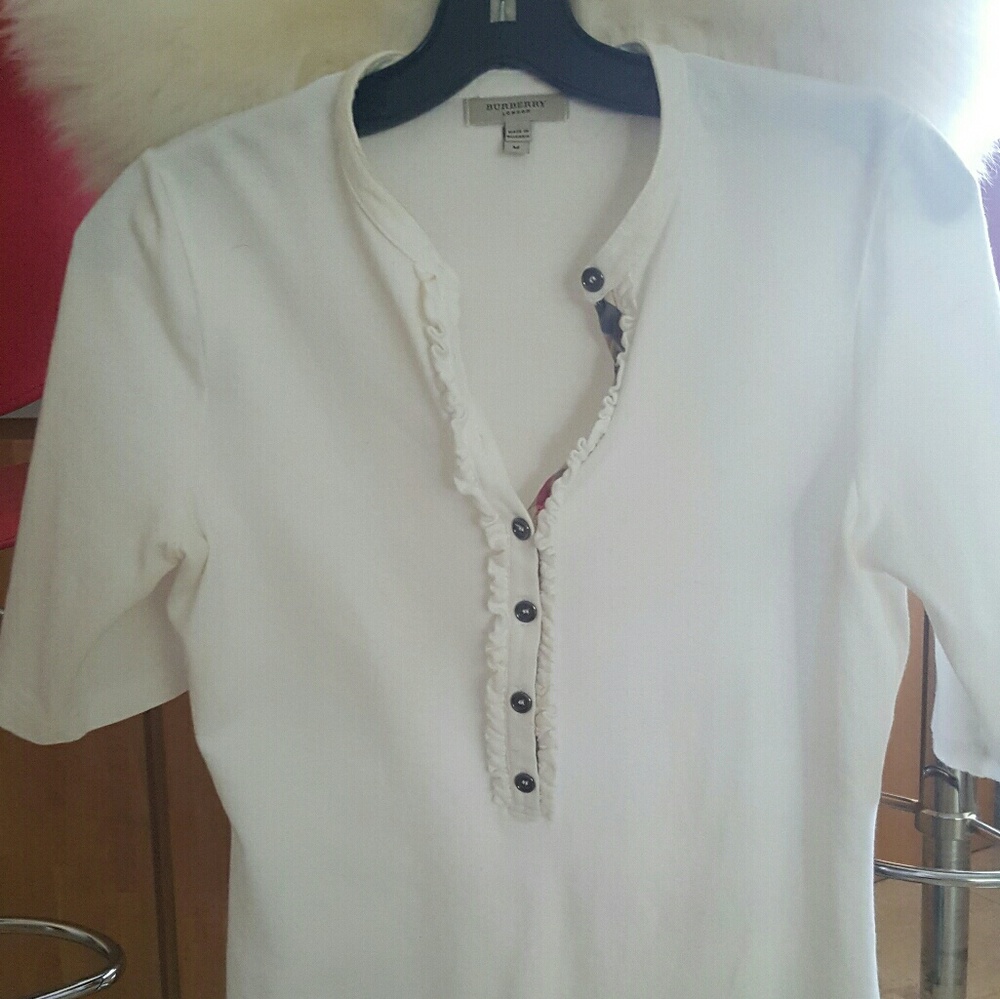 Burberry 3 quarter sleeve white shirt