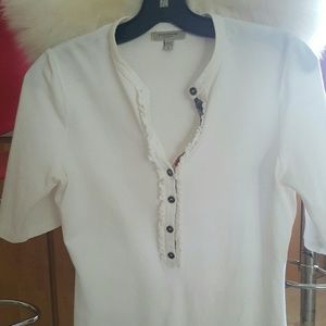 Burberry 3 quarter sleeve white shirt