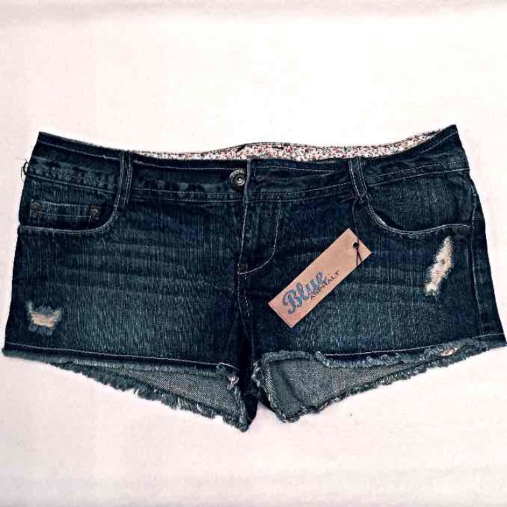 New Blue Asphalt Cutout Shorts