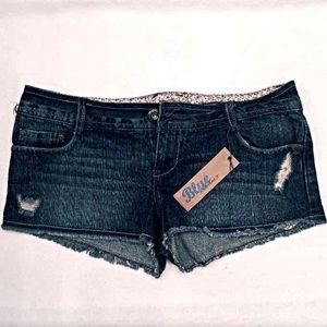 New Blue Asphalt Cutout Shorts