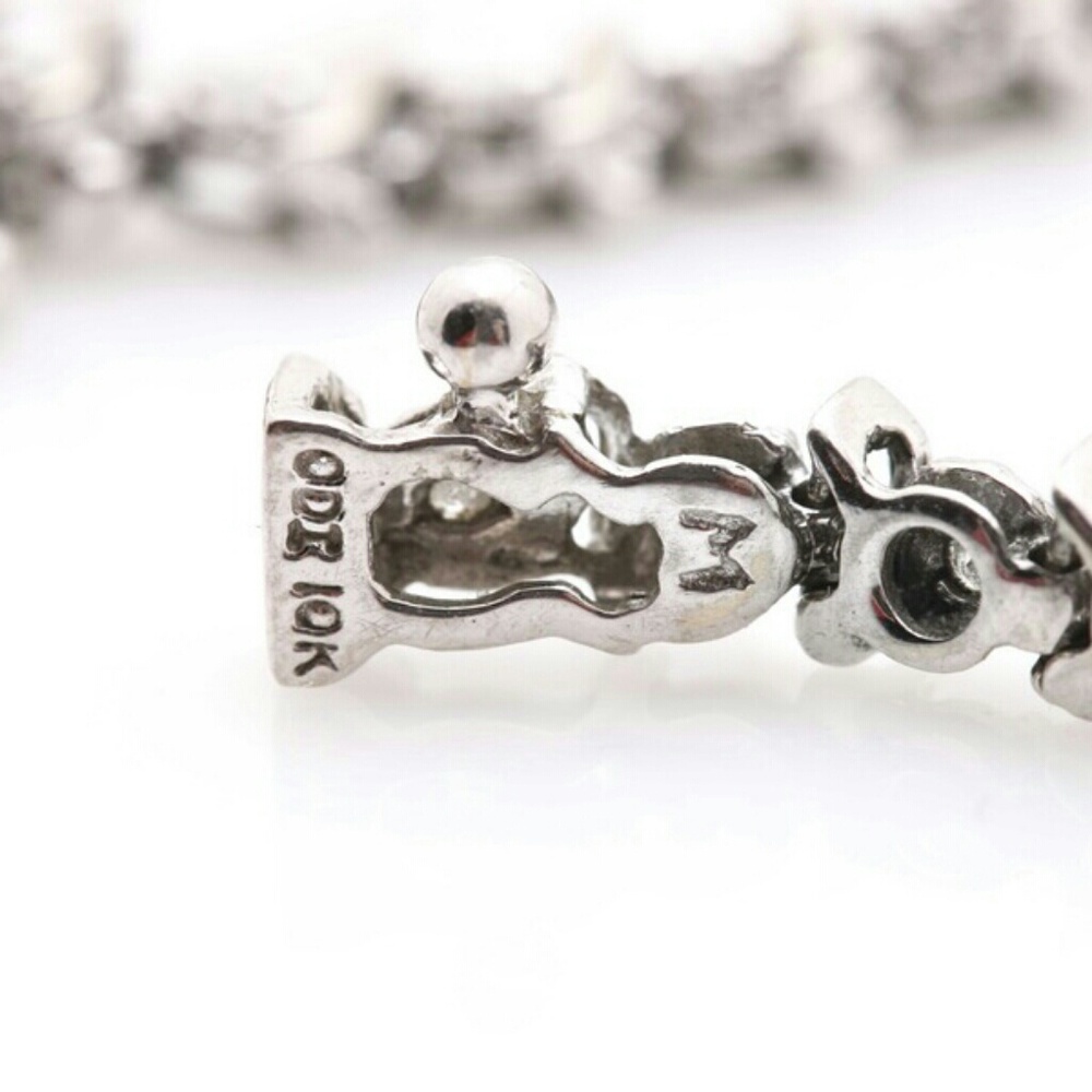NATURAL DIAMOND & 10k white gold tennis bracelet - Picture 2 of 7