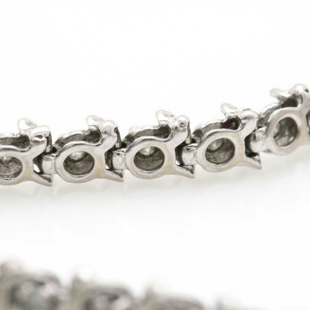 NATURAL DIAMOND & 10k white gold tennis bracelet - Picture 7 of 7