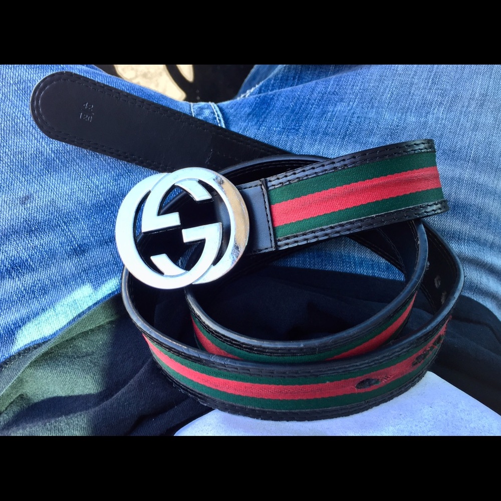 NEW GUCCI Belt Authentic Black Red Green GG Buckle