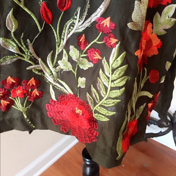 Black Embroidered Cotton Tunic Top Blouse - Picture 5 of 6