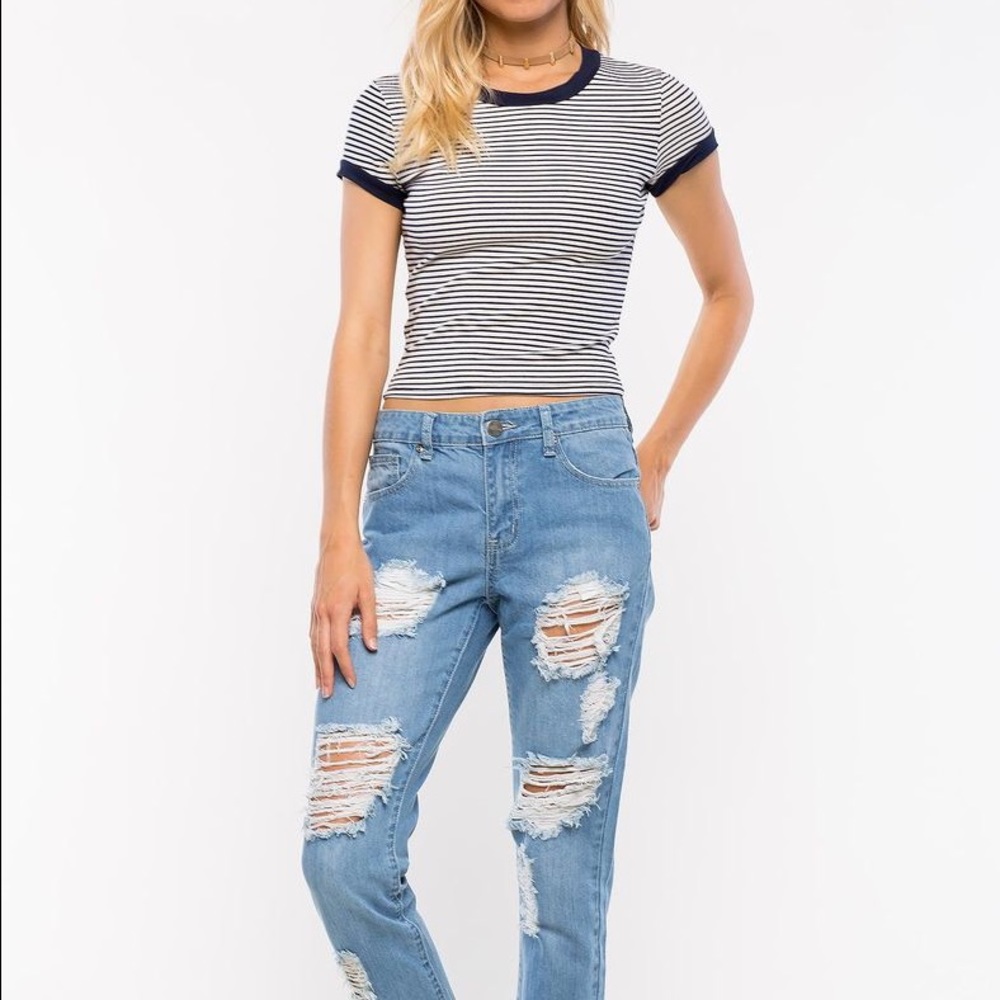 👚🆕 Everyday Striped Crop Tee 👚💲PRICE FIRM‼️ - Picture 5 of 5