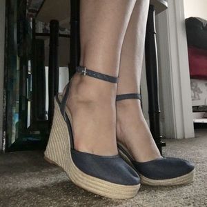 victoria secret wedge denim ankle stripes 8