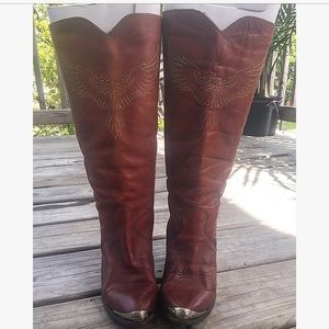 Biker babe knee high cowboy boots