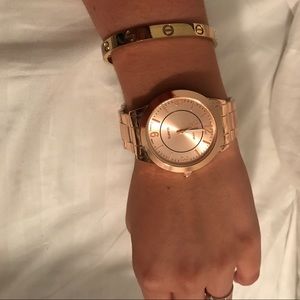 Rose gold watch water proof and stainless steel