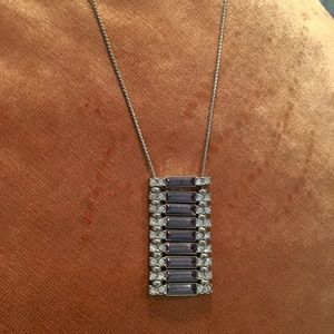 Banana Republic silver & blue rhinestone necklace