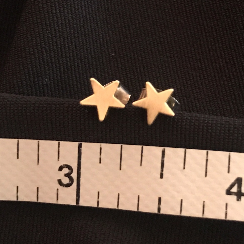 Matte Gold Tone Star Stud Post Earrings Pair