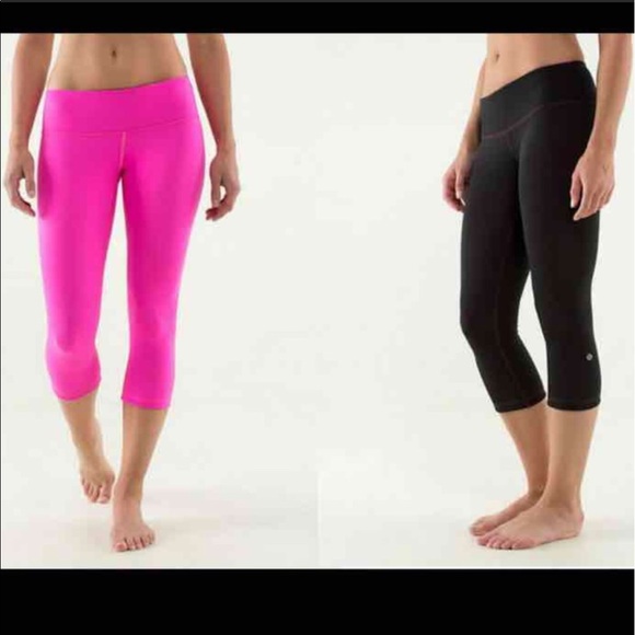 lululemon athletica Pants - Lululemon Pink & Black Crop Leggings