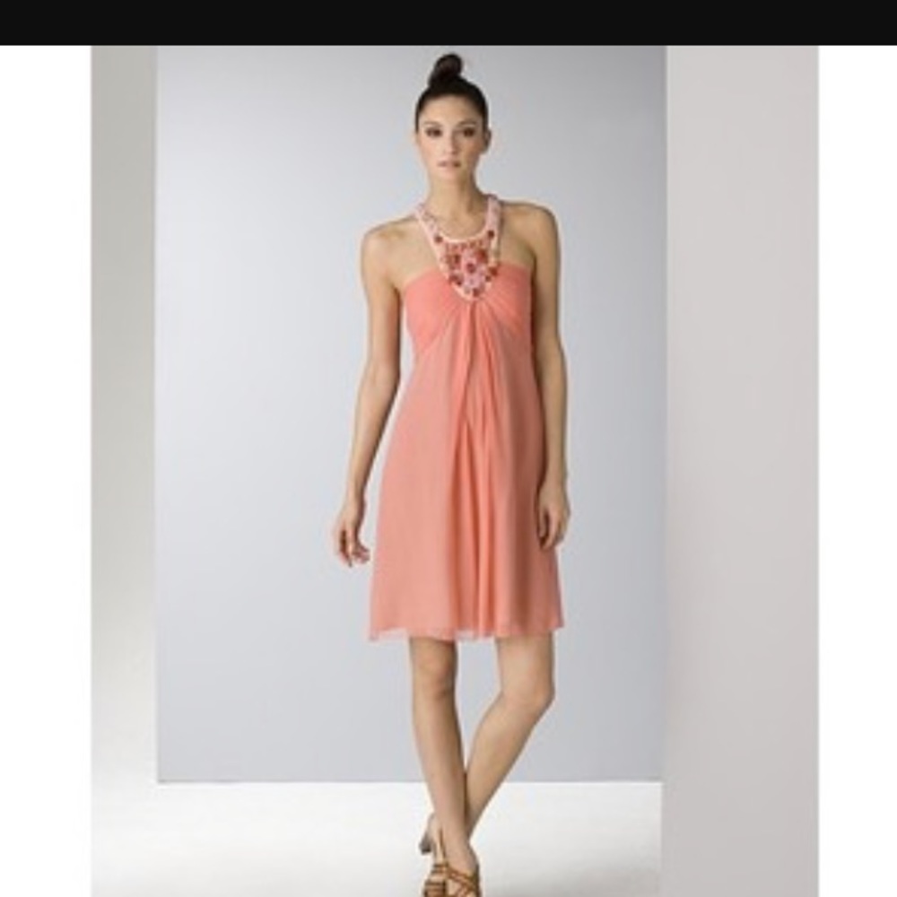 Catherine Malandrino Appliqué Beaded Halter Dress