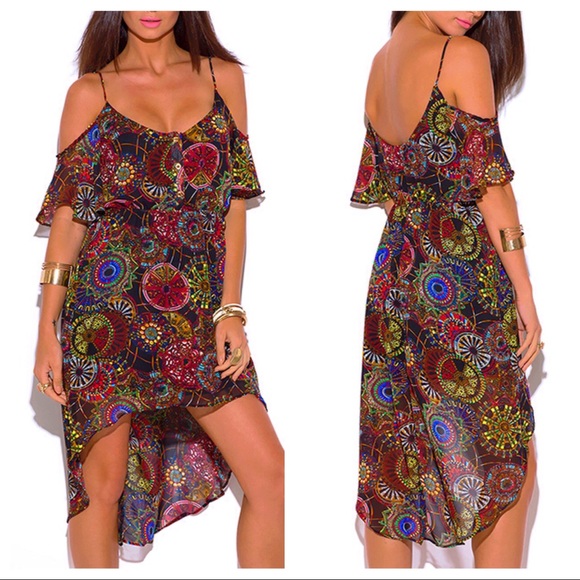 Dresses & Skirts - Cold Shoulder Boho High Low Dress🌻