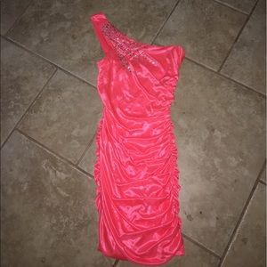 Debs formal neon orange dress