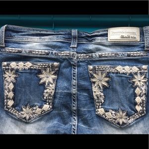 Grace in LA jewel embellished Ankle/Crop Jeans