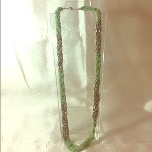 LOFT Braid Necklace in Silver/Mint Beads