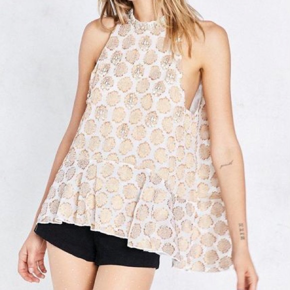 Urban outfitters beaded gold swing tank S/M - Picture 2 of 4