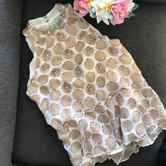 Urban Outfitters Tops - Urban outfitters beaded gold swing tank S/M