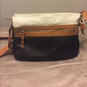 Black/White/Camel brown Leather Purse