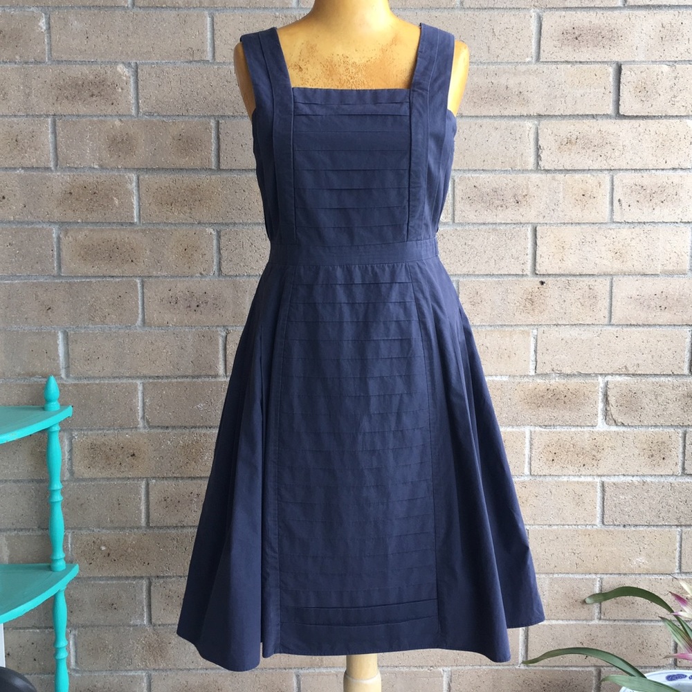 Proenza Schouler Navy Pleated Dress Sundress