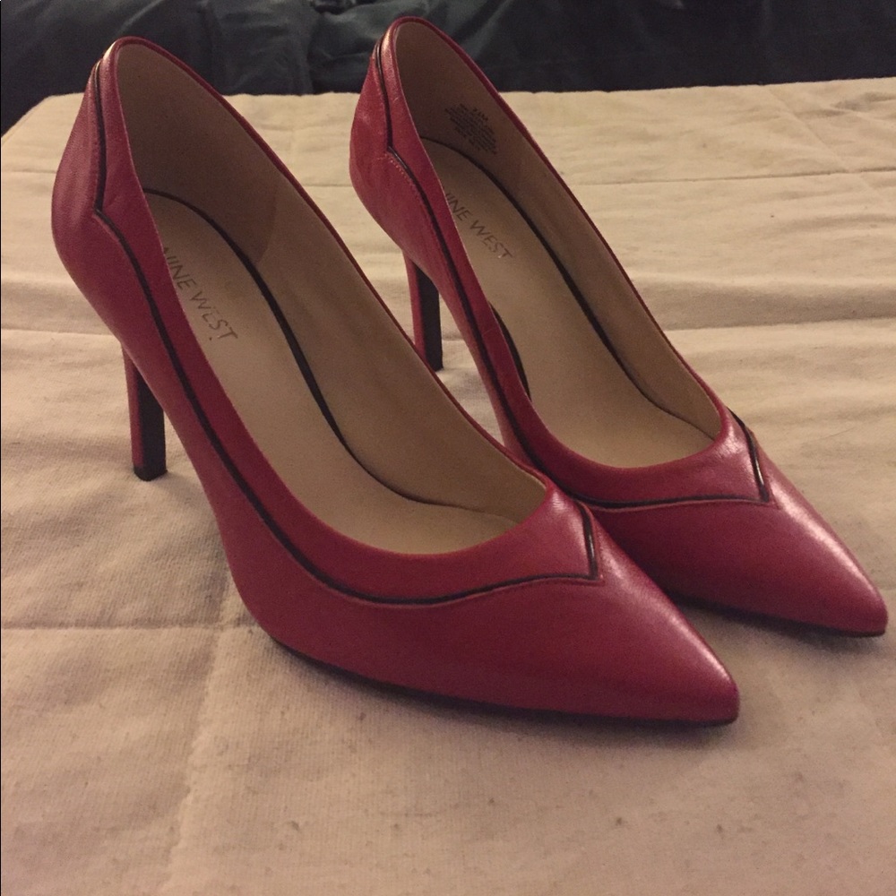 Sexy red leather Nine West heels